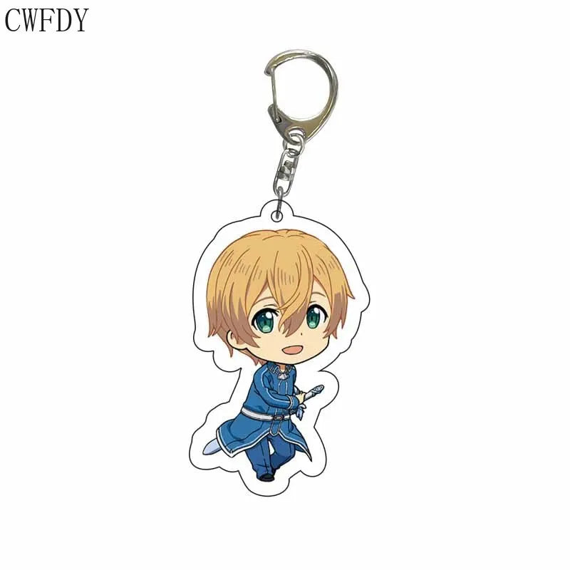 Fashion Anime Sword Art Online Keychain Kirito Asuna Yuuki Asuna Asada Shino Q Version Arcylic Pendant Key Chain Jewelry Gifts