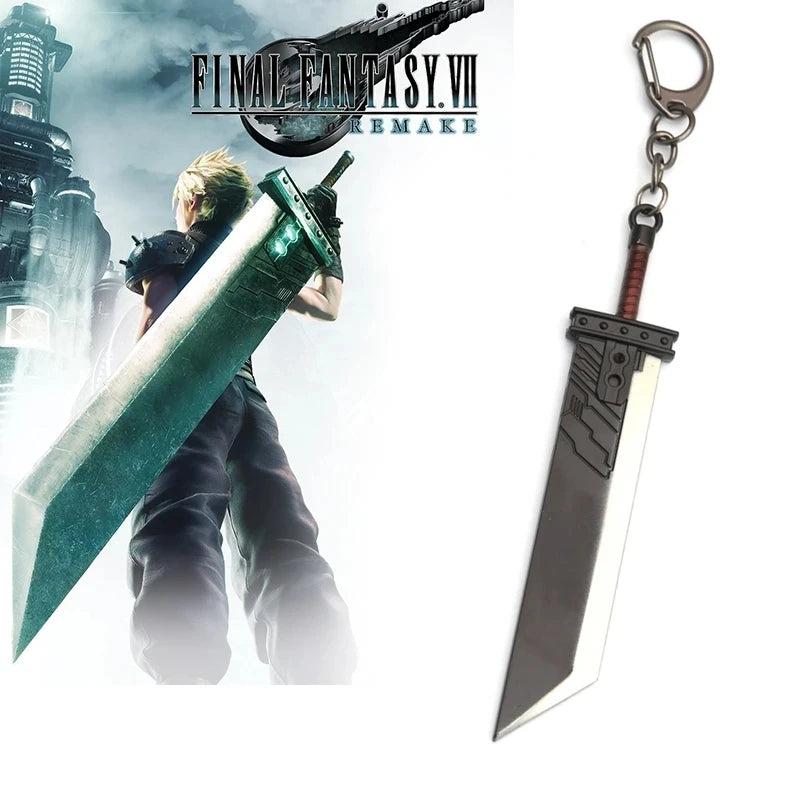 New Game Final Fantasy XVI Keychain Cloud Strife Buster Sword Zack Fair Metal Pendant KeyRing Cosplay llaveros for Gamer Gift