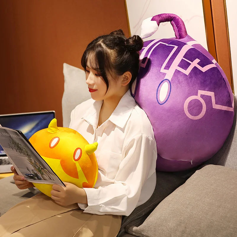 35-60cm Kawaii Genshin Impact Slime juego juguetes de peluche dibujos animados Geo Cryo bebé almohada para dormir regalos lindos decoración de la habitación del niño