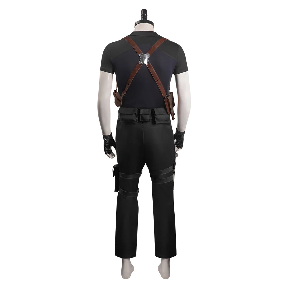 Leon S.Kennedy Cosplay Costume Resident 4 Remake Top Pants Belt Halloween Carnival Party Disguise Suit