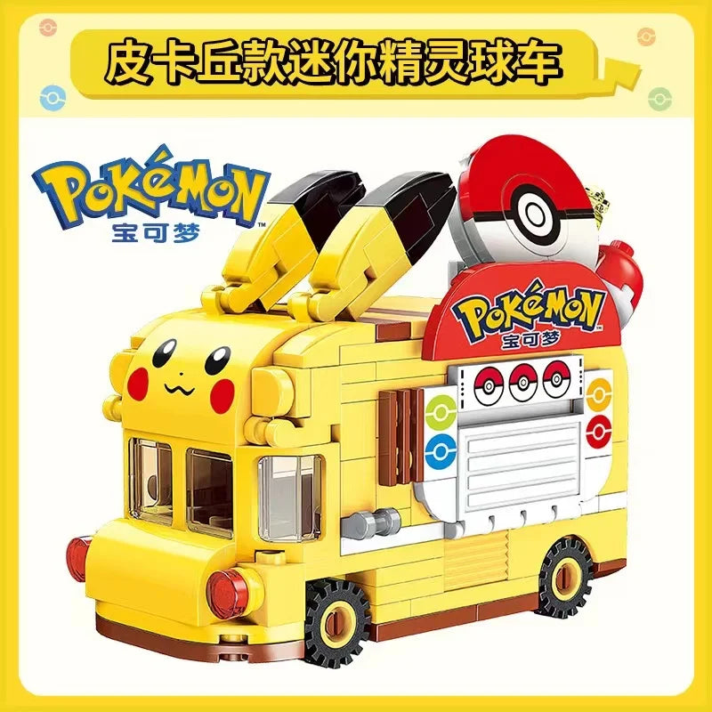 Tomy Anime Pokemon Pikachu Mini Cartoon Elf Ball Car Food Truck Building Blocks DIY Model Assembled Block Brick kids Puzzle Toys