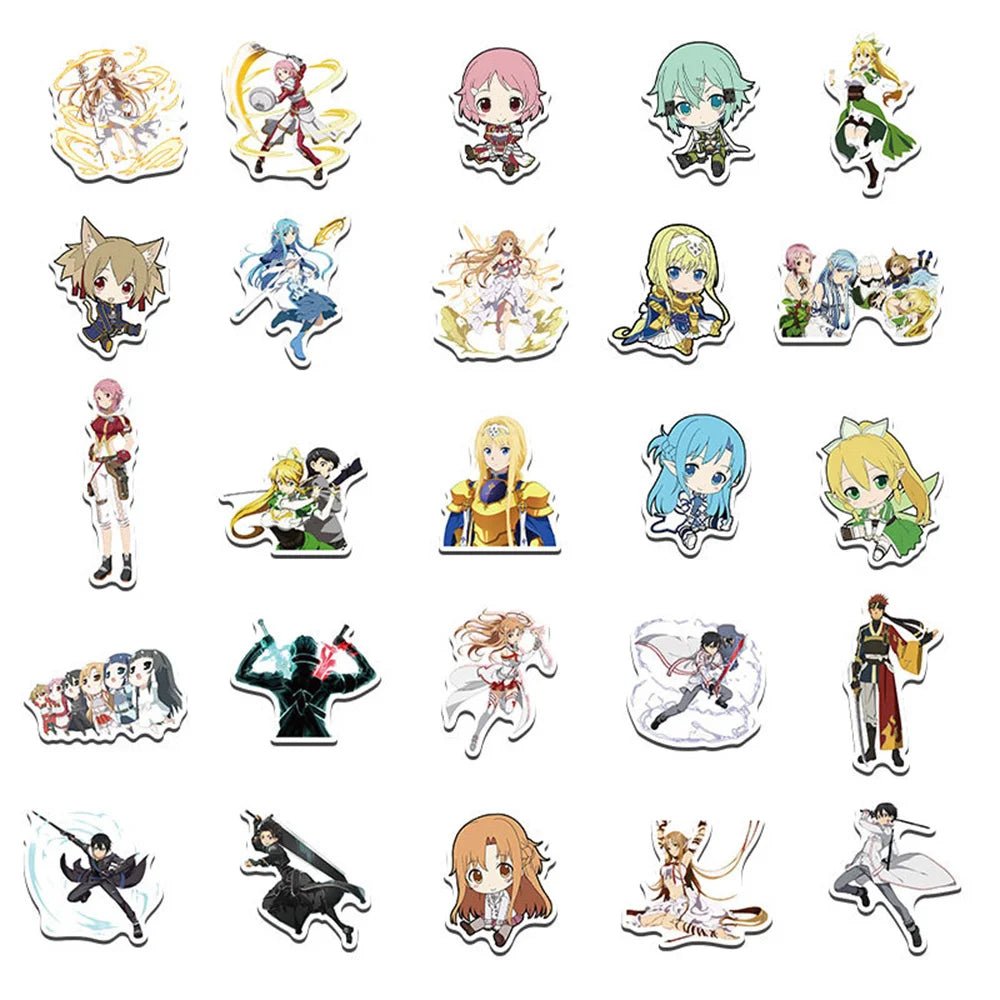 10/30/50PCS New DIY Sword Art Online Sticker Cartoon Creative Anime iPad Luggage Car  Guitar Bed Decoration Waterproof Wholesale