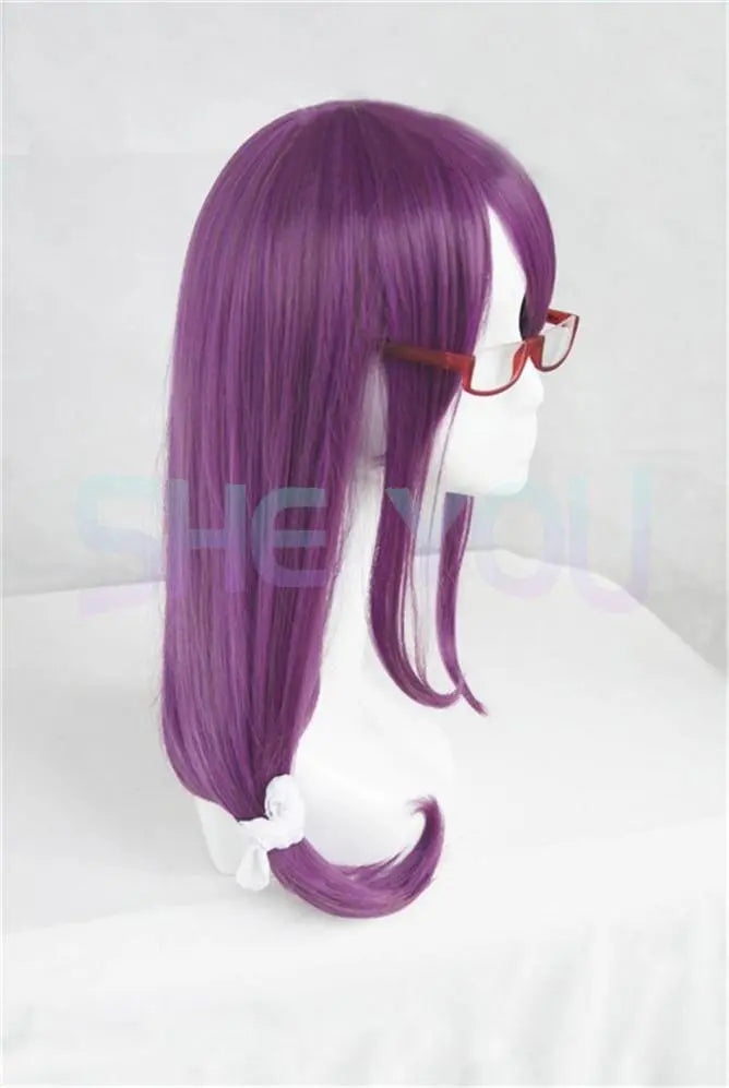 Tokyo Ghoul Guru Rize Kamishiro largo ondulado púrpura resistente al calor peluca sintética de Cosplay del pelo + gorro de peluca + gafas