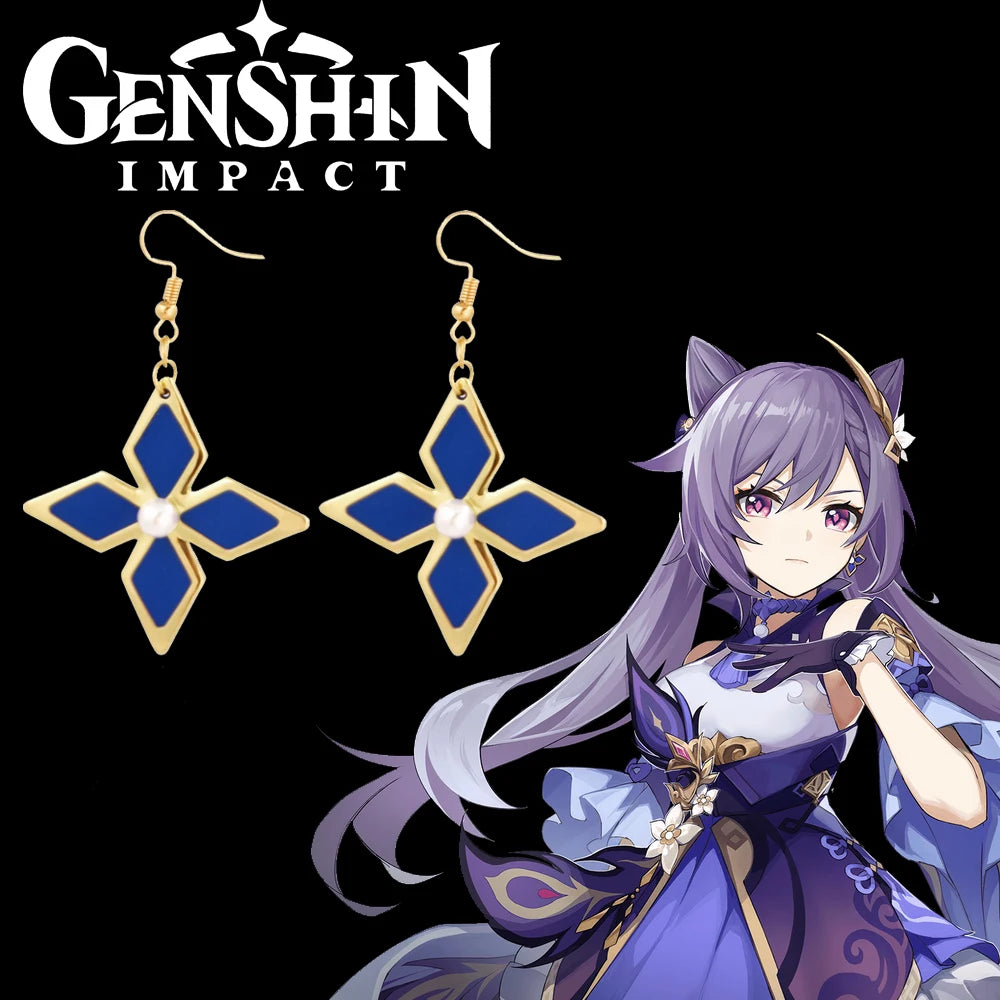 Pendientes Genshin Impact Tartaglia Hu Tao Venti Kaeya Alberich Aether Qiqi Keqing, pendientes colgantes para Cosplay para mujer, joyería con clip para la oreja