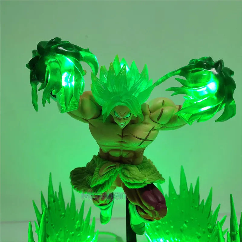 Dragon Ball Z Anime Figures Broly PVC Action Figure Green Power Led Effect Toys Super Saiyan Broly Scene Figurine DBZ Juguetes