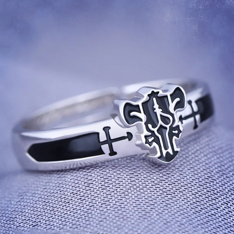 Anime Black Clover Quartet Knights Cosplay Ring Demon Asta Adjustable Alloy Rings Unisex Jewelry Prop Accessories Gift