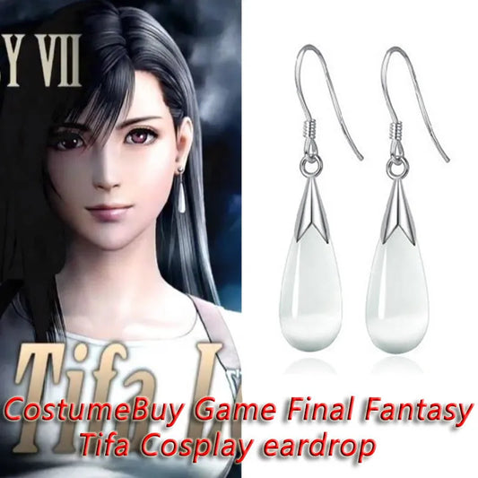 Game Final Fantasy Tifa Lockhart Earrings Women Girl Cosplay Drop Earring Imitation Pearl Ear Clip Jewelry Ear Studs Gift