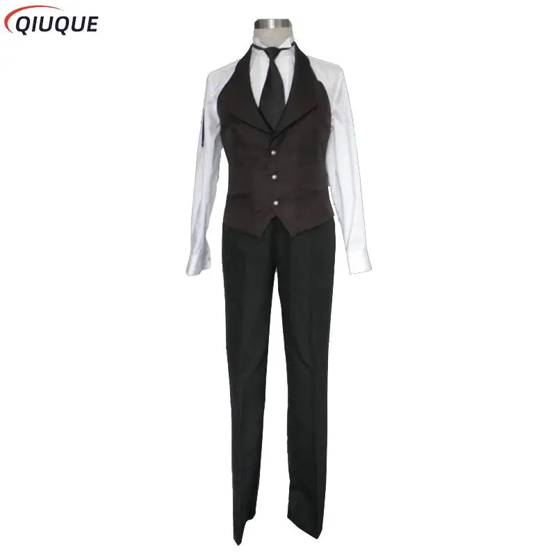 Black Butler Cosplay Japanese Anime Kuroshitsuji Sebastian Michaelis Cosplay Costume Unisex Uniforms 8 piece with Tattoo Sticker