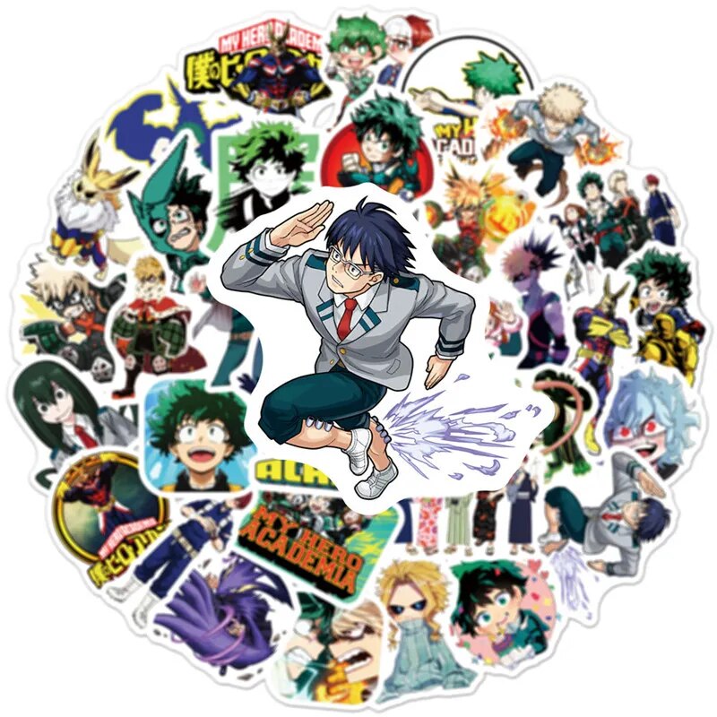 10/50Pcs Anime My Hero Academia Stickers Suitcase Skateboard Laptop Luggage Phone Cartoon Cute Stickers Decal Kids Gift Toy