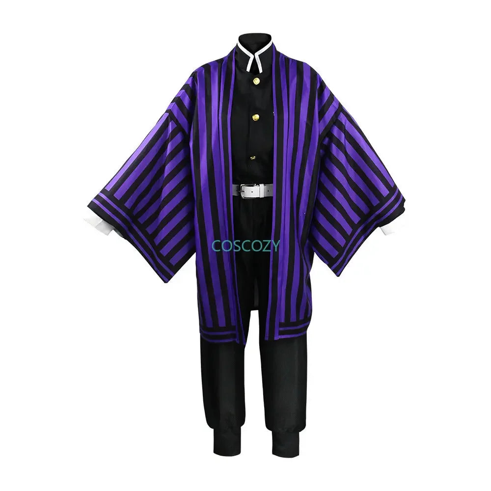 Purple/Black Iguro Obanai Cosplay Anime Demon Ghost Killer Iguro Obanai Haori Kimono Cosplay Costume White Snake Doll Set