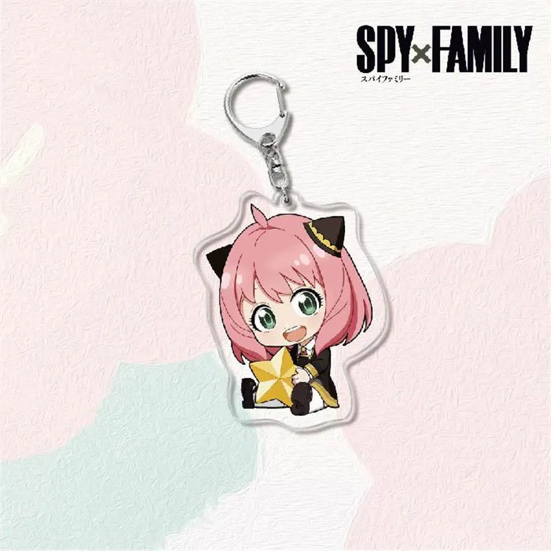 Kawaii SPY X FAMILY Cosplay Keychain Twilight Yor Forger Anya Forger Keyring Cartoon Print Acrylic Key Chain Ring Anime Jewelry