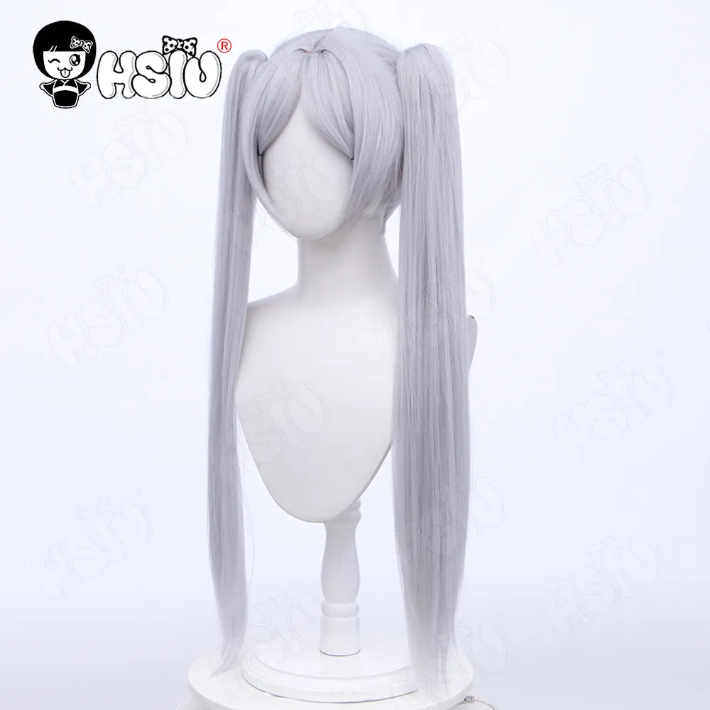 Frieren cosplay Wig Fiber synthetic wig Anime Sousou no Frieren at the Funeral「HSIU 」Silver gray double ponytail long hair