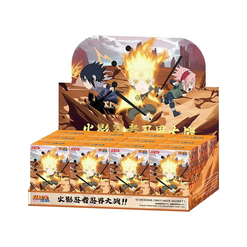 POP MART Naruto Sasuke Ninja World War Series Anime Action Figure Guess Bag Ornament Figurines Home Decor Desktop Dolls Model