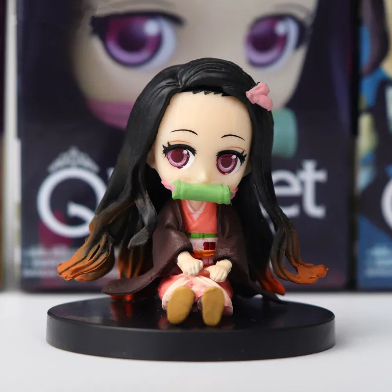 6 unids/set Demon Slayer Kimetsu no Yaiba figura de anime Tanjirou Nezuko figura de acción Q ver. Figura Giyuu Inosuke Zenitsu 5-7cm