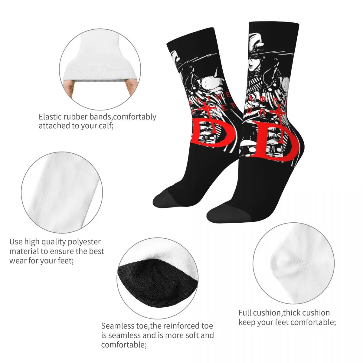 Vampire Hunter D Hellsing Socks Men Women Funny Happy Anime Manga Socks Harajuku Spring Summer Autumn Winter Socks Gifts