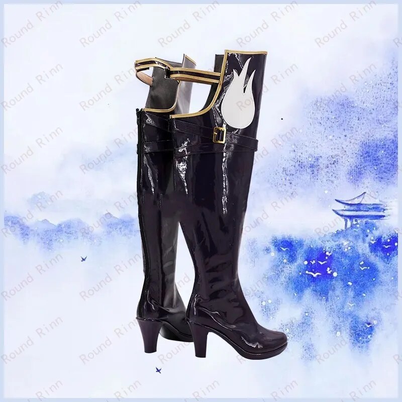 Blake Belladonna Cosplay Shoes Black Handmade Faux Leather Boots