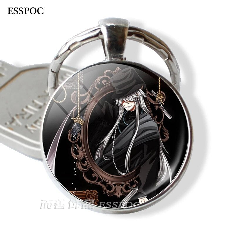 LLavero de Metal Black Butler Kuroshitsuji Ciel Phantomhive Sebastian Grell Madame emblema rojo Anime Manga llavero Kering