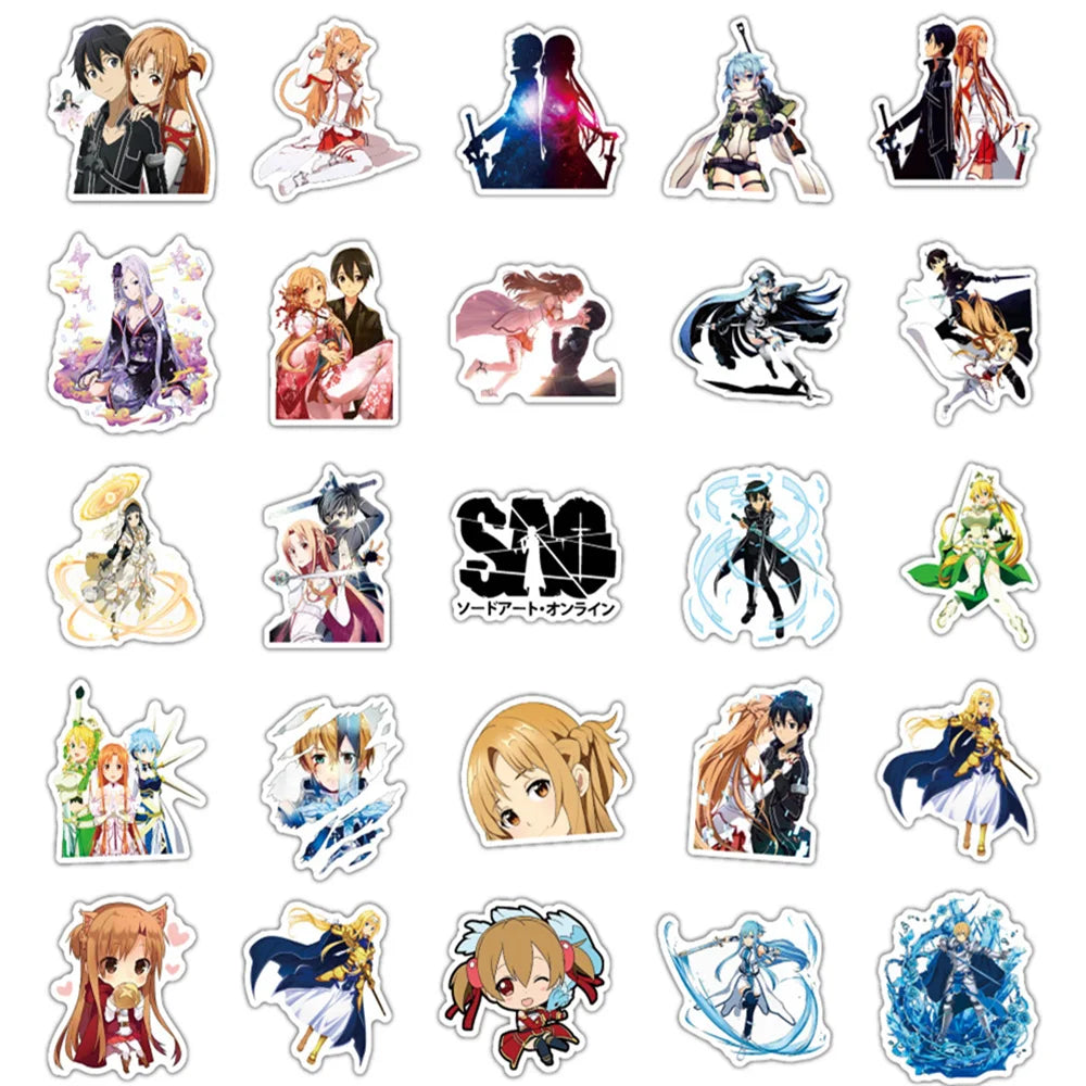 10/30/50PCS New DIY Sword Art Online Stickers Cartoon Creative Anime iPad Luggage Car Guitar Bed Decoration Waterproof Wholesale