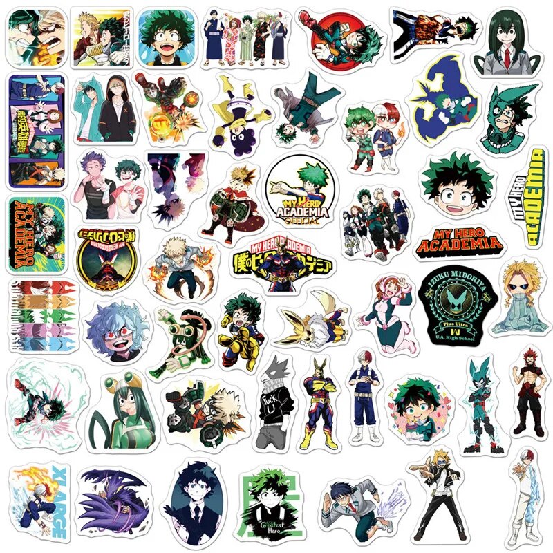 Pegatinas de My Hero Academia de Anime para niños, pegatinas bonitas de dibujos animados para maleta, monopatín, portátil, equipaje, teléfono, juguete de regalo, 10/50 Uds.