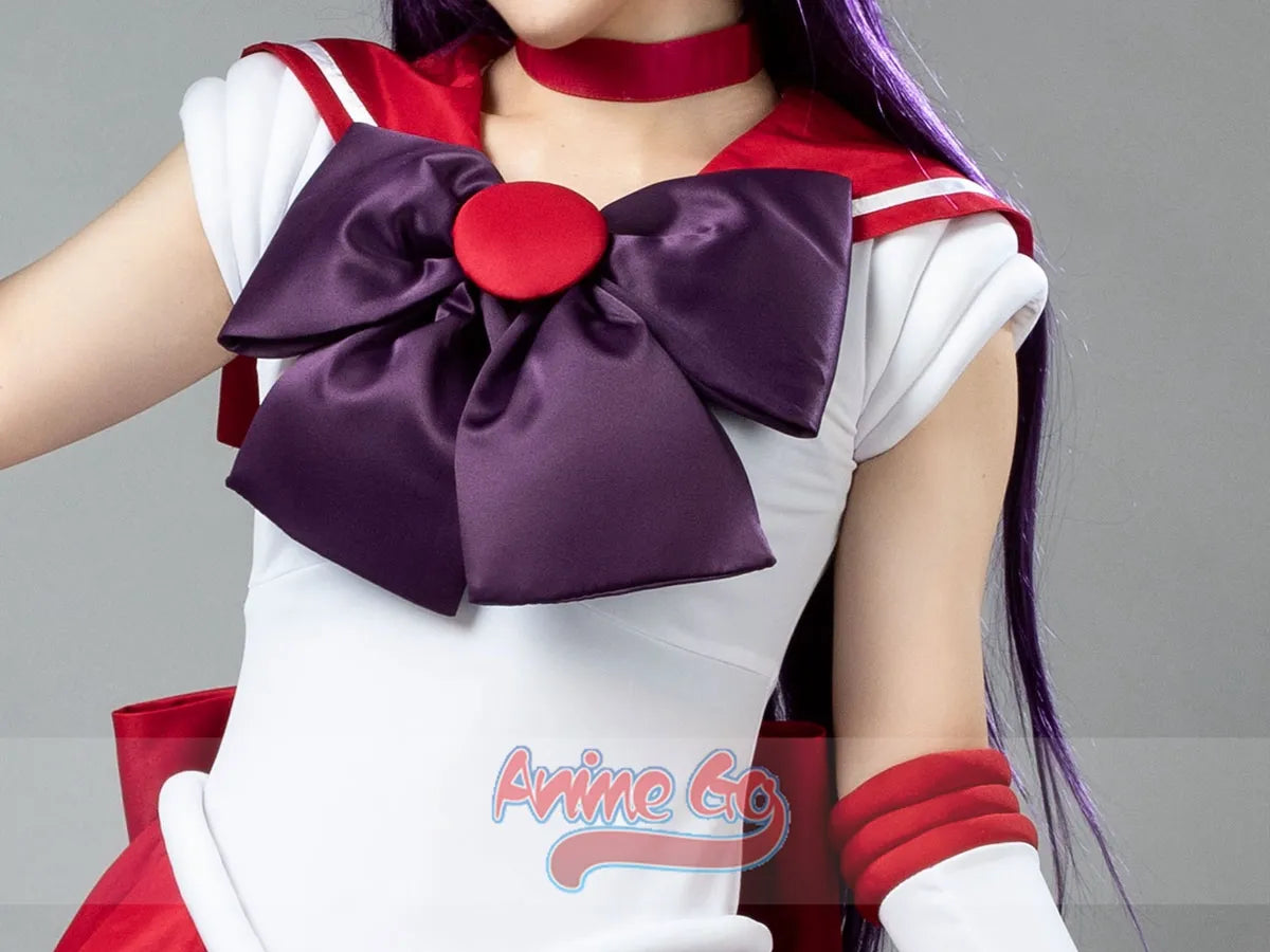 Anime Sailor Mars Hino Rei Cosplay disfraz vestido guantes lazos traje rojo peluca mp000570