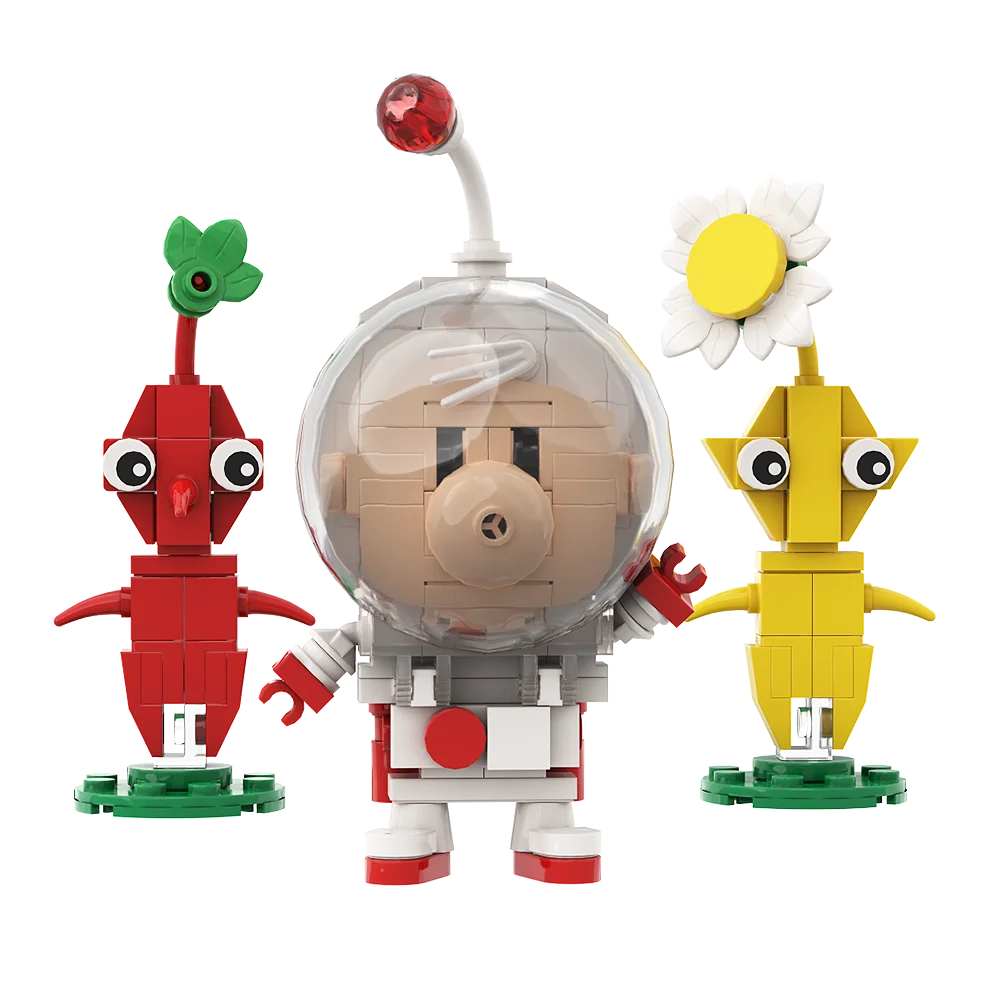 Moc Anime Pikmined figura juego de bloques de construcción Olimar planta Animal hombre DIY bloques de modelismo juguetes conjuntos niños adultos regalo de cumpleaños Rock