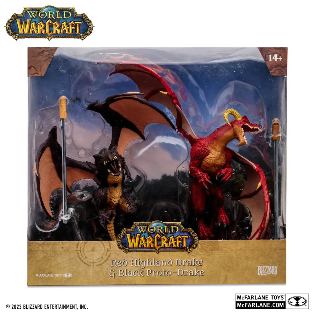 McFarlane Toys Blizza World of Warcraft Figures Red Highland Drake and Black Proto-Drake Dragon 1:12 Scale Action Figure Statue