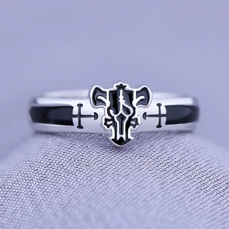 Anime Black Clover Quartet Knights Cosplay Ring Demon Asta Adjustable Alloy Rings Unisex Jewelry Prop Accessories Gift