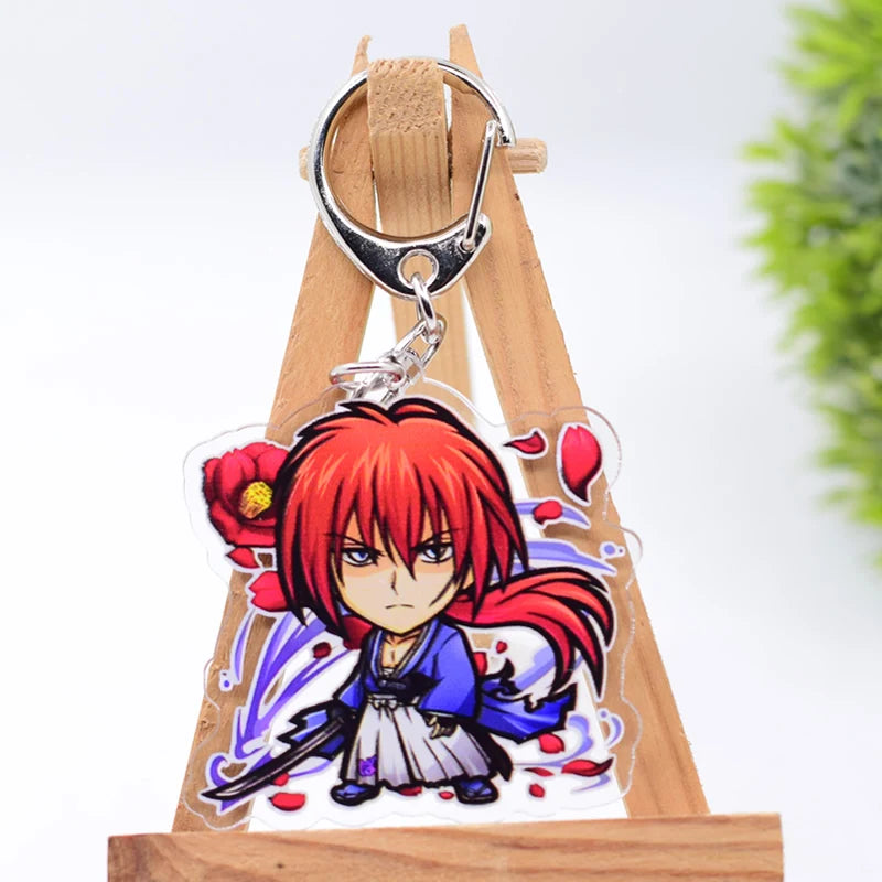 10 Styles Rurouni Kenshin Keychain Double Sided  Acrylic Cartoon Key Chain Pendant Anime Accessories Keyring Fans Gift
