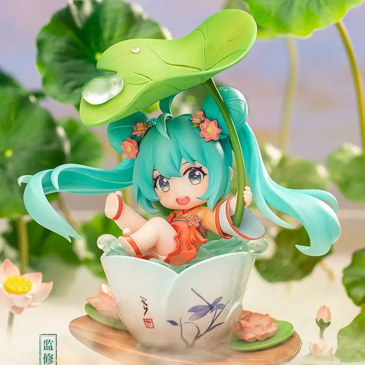 Judai Original Qingcang Studio VOCALOID Hatsune Miku Flower Rain Cute Mini PVC Action Figure Model Doll Toys