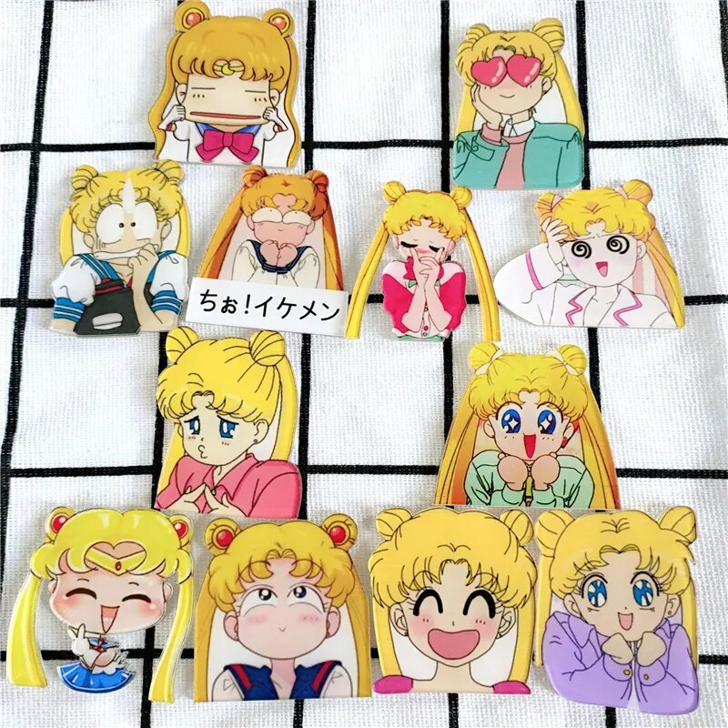 Y2k Cartoon Anime Sailor Moon Acrylic Brooch Cute Pin On Backpack Student Badge Trinket Toy Gift Fashion Jewelry Accessories