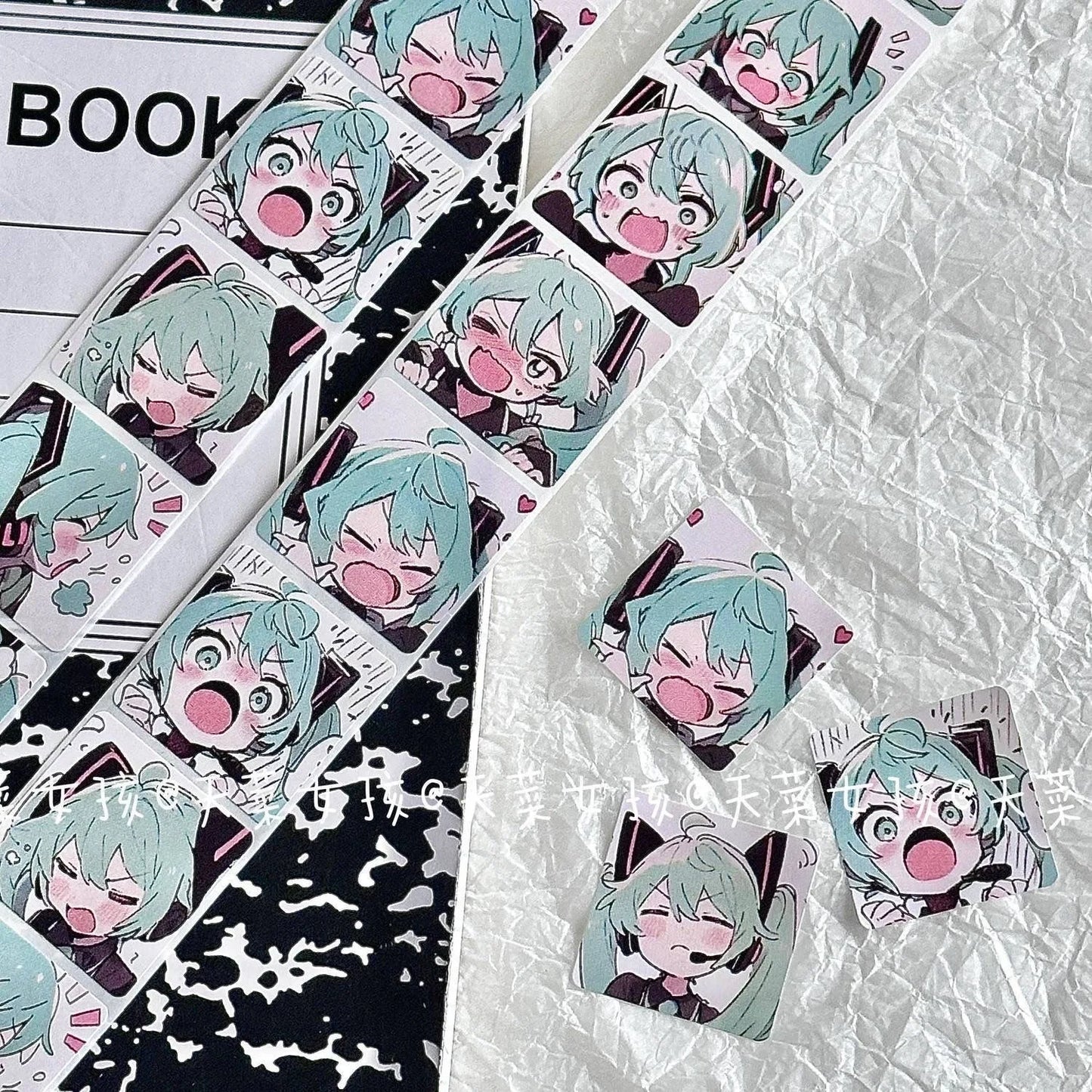 New500PCS Japanese Classic Anime Hatsune Miku Roll Sticker Handbill Material Cute High Appearance Level Envelope Sealing Sticker