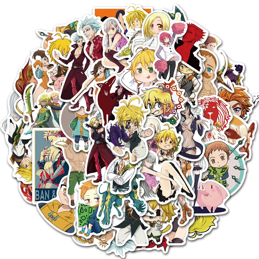 10/50PCS Japan Anime The Seven Deadly Sins Stickers Waterproof for DIY Guitar Laptop PS4 Skateboard Kids Toys Sticker