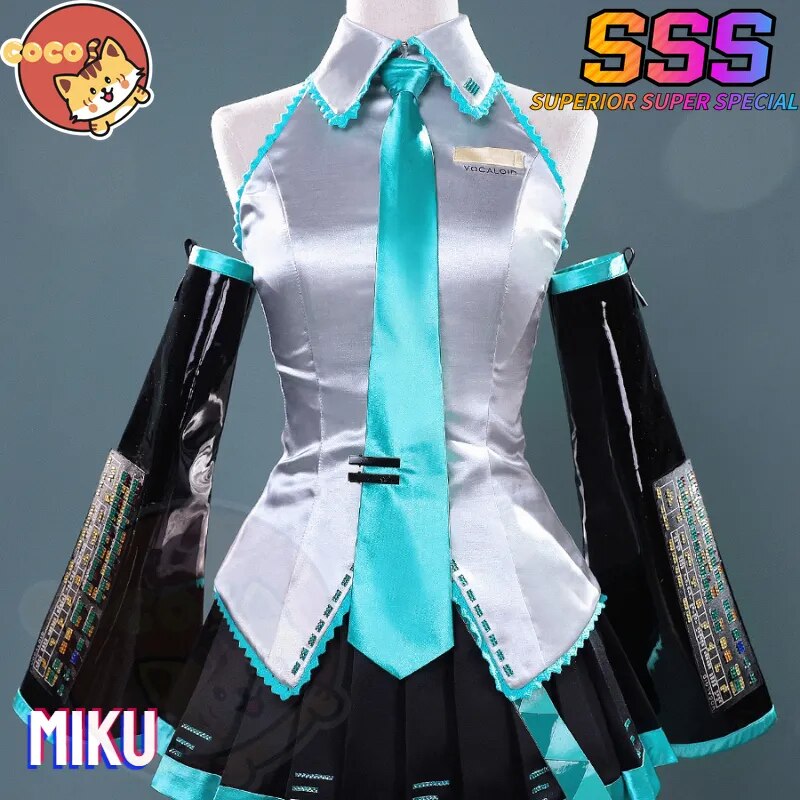 Disfraz de CoCos-SSS VOCALOID Miku, disfraz de VOCALOID Cos Miku, disfraz de Miku V2 y peluca de Cosplay