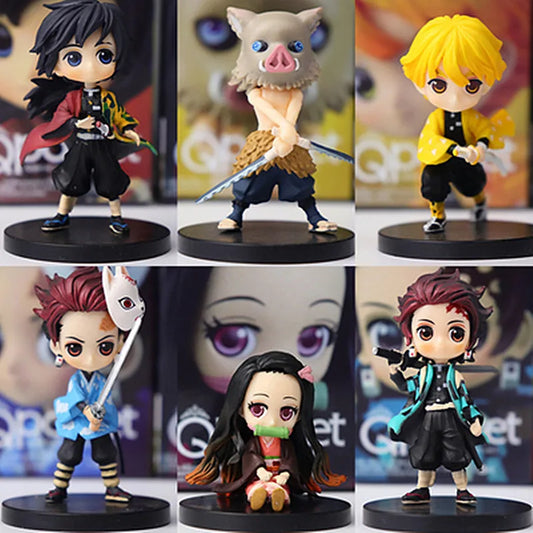 6 unids/set Demon Slayer Kimetsu no Yaiba figura de anime Tanjirou Nezuko figura de acción Q ver. Figura Giyuu Inosuke Zenitsu 5-7cm