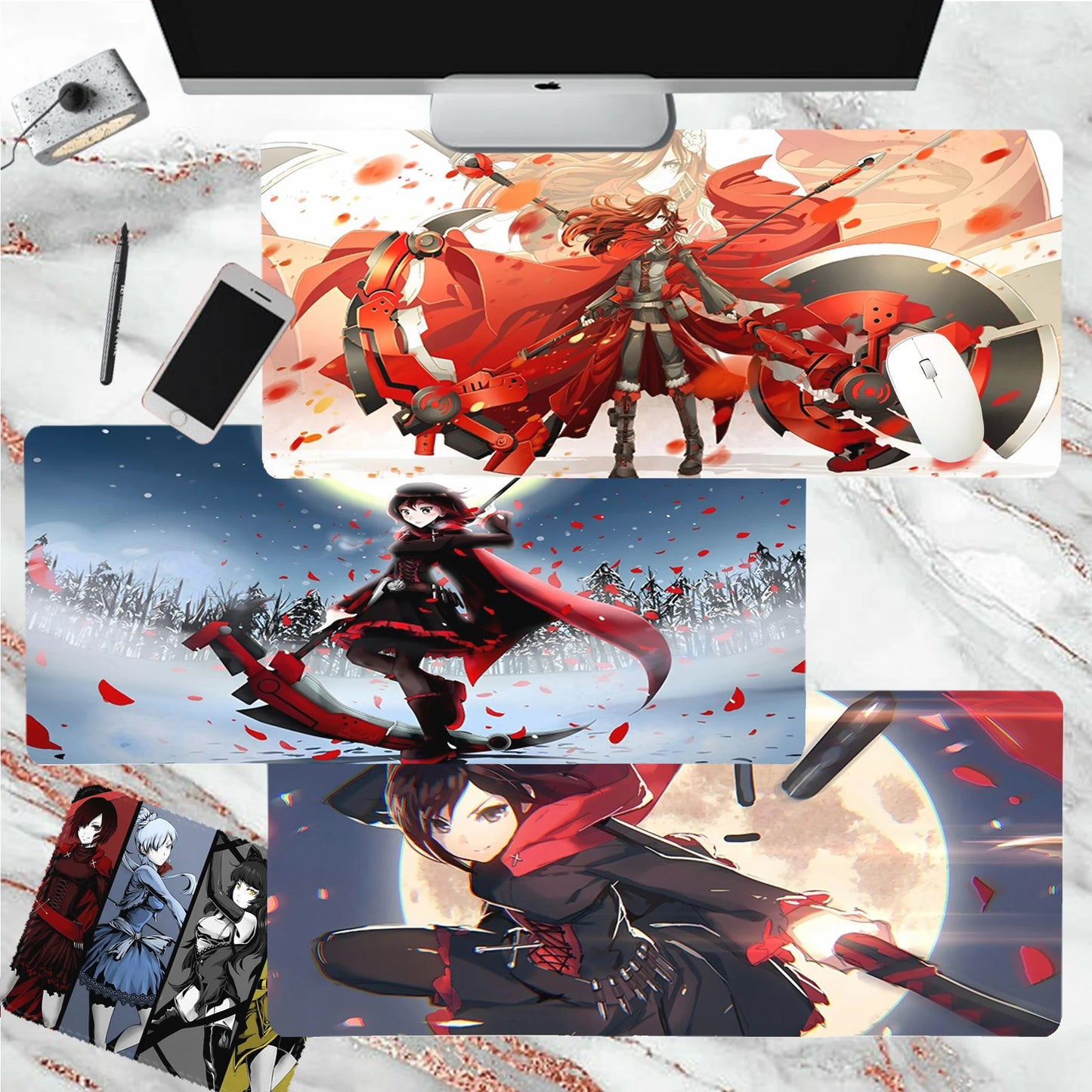 R-RWBY Mousepad girl pad Keyboards Mat Rubber Gaming mousepad Desk Mat Size for large Edge Locking Game Keyboard Pad