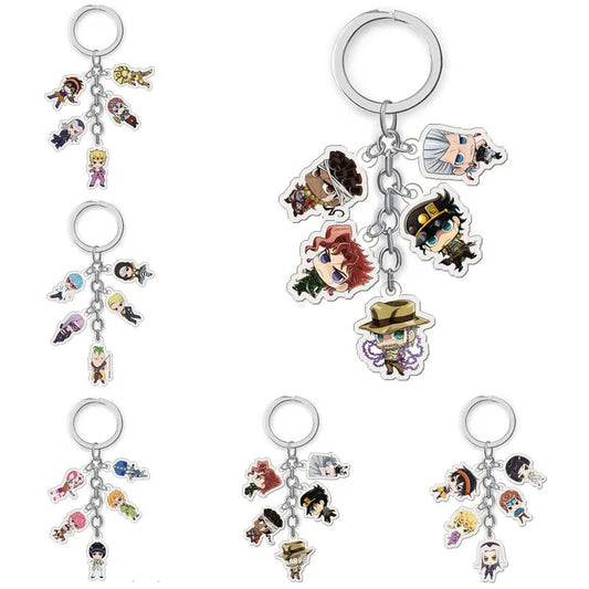 Anime JOJO Bizarre Adventure Keychain Acrylic Figure Kujo Jotaro Kira Yoshikage Caesar Pendent Keyring Collection Gift