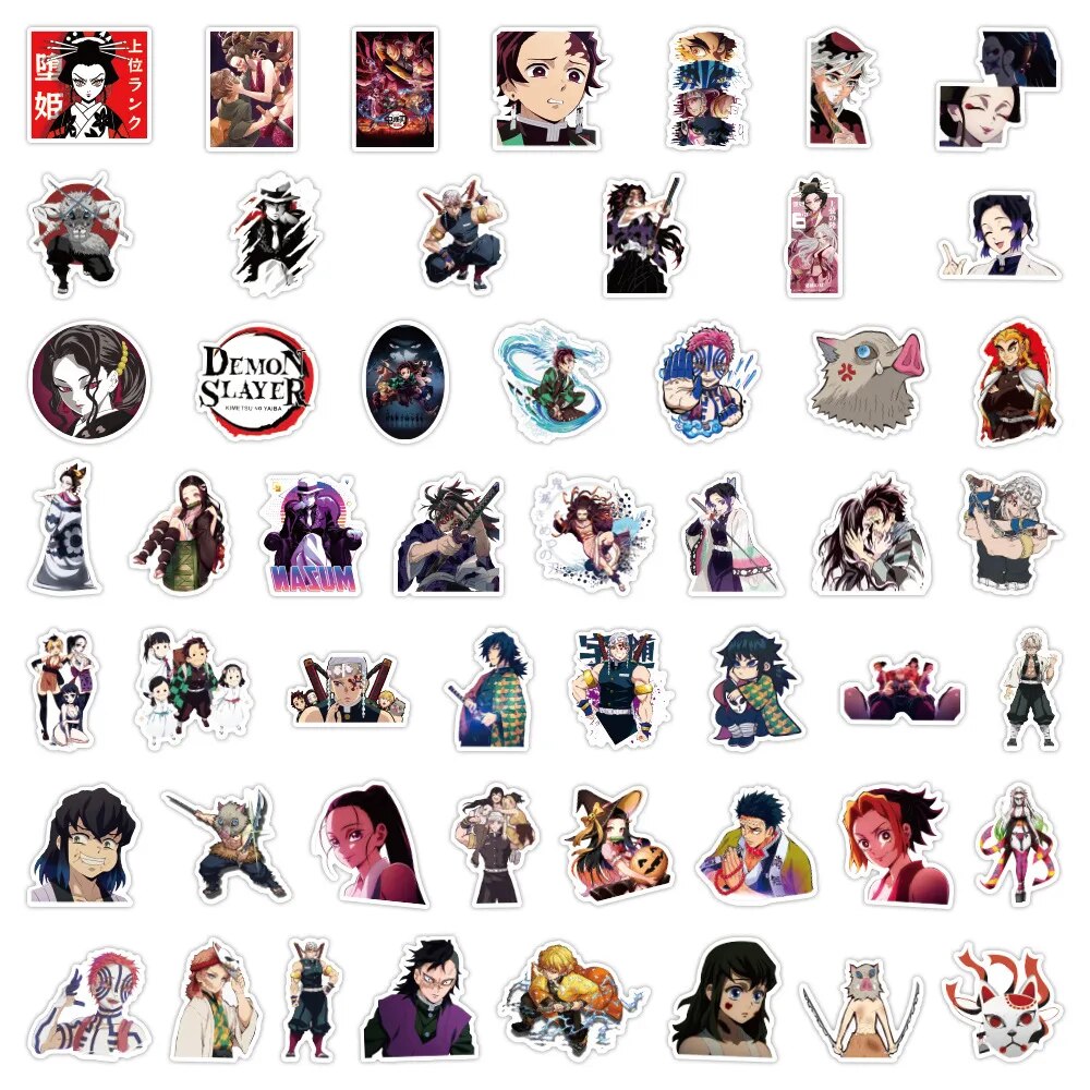 10/50/100pcs Cool Anime Demon Slayer Stickers for Laptop Skateboard Luggage Kimetsu no Yaiba: Yuukaku-hen Graffiti Vinyl Sticker