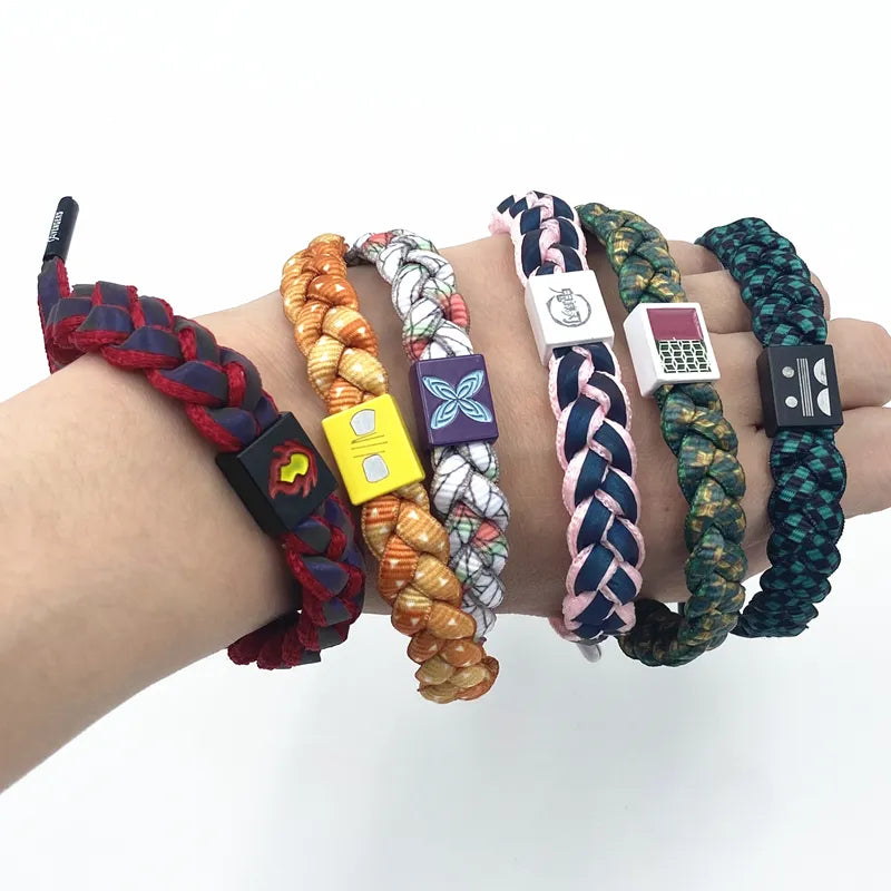 Anime Demon Slayer Bracelet Tanjirou Nezuko Zenitsu Giyuu Cosplay Hand-woven Wristband Strap Bangle Jewelry Props Accessories