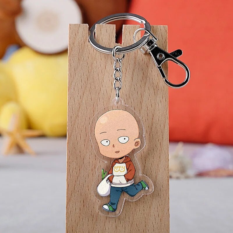 LLavero de Anime One Punch Man, figura de dibujos animados, llavero colgante acrílico, periférico de animé de dibujos animados, personalidad de moda, llavero al por mayor