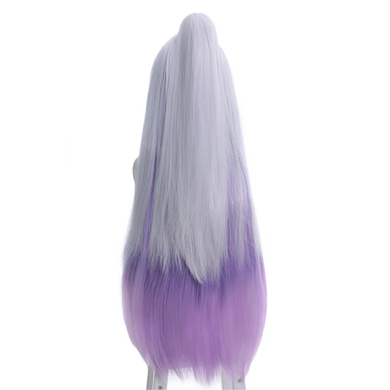 L-email wig Synthetic Hair Spirit Blossom Syndra Cosplay Wigs LoL Cosplay Long Gradient Wig with Ponytail Heat Resistant Wig