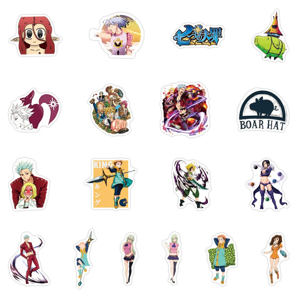 10/30/50PCS Seven Deadly Sins Japanese Anime Graffiti Waterproof Stickers Creative Decoration Refrigerator GuitarHelmetWholesale