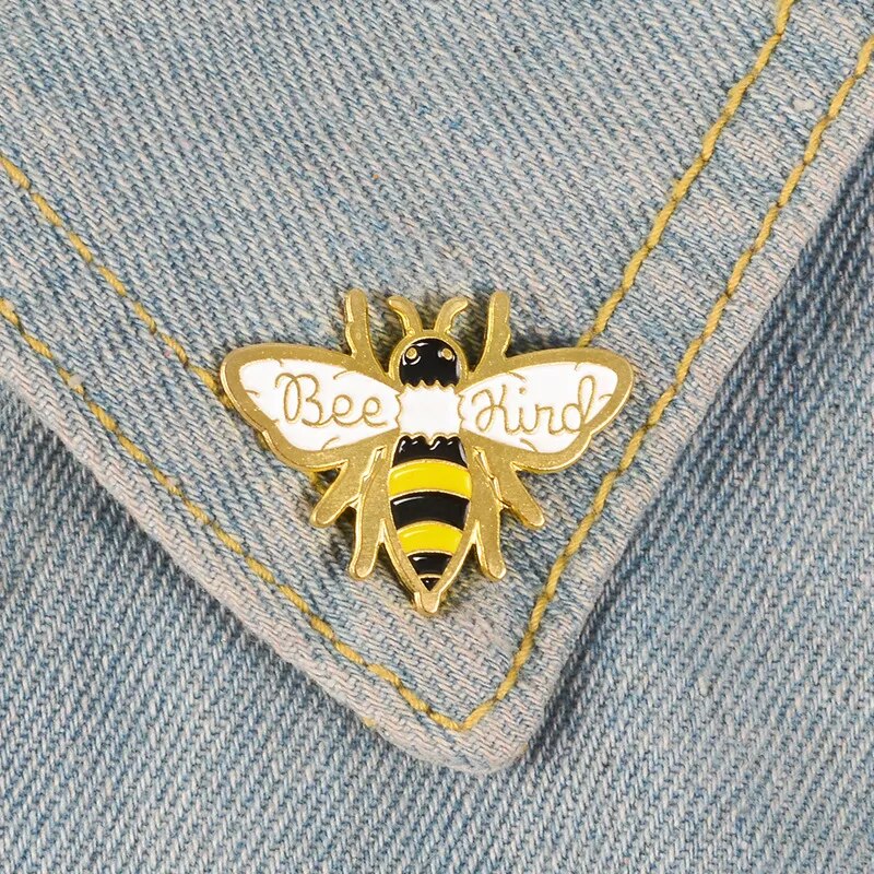 Bee Happy Enamel Pins Collection Cartoon Honey Bee Meme RWBY Animal Insect Brooches Badges Lapel Pin For Men Women Kids Gifts