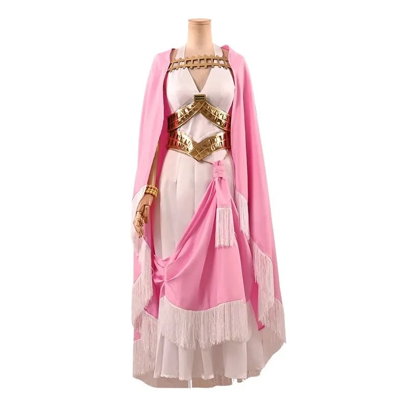 Cosplay de Anime de una pieza, vestidos elegantes de princesa Nefeltari Vivi, capa rosa, disfraces de juego de rol de Halloween, peluca larga, accesorios para el cabello azul