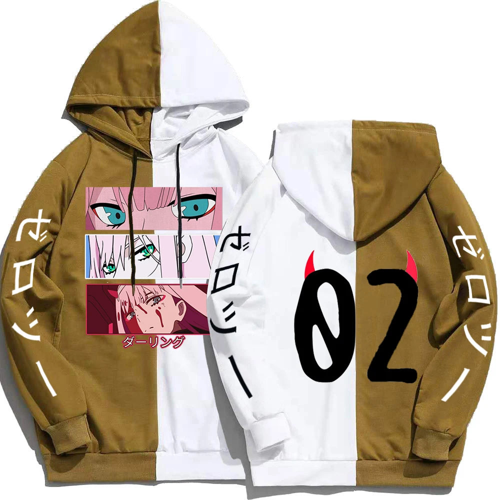 Sudaderas con capucha de Anime DARLING In The FRANXX para hombre y mujer, sudadera con estampado ZERO TWO, Tops informales de manga larga con capucha para otoño e invierno