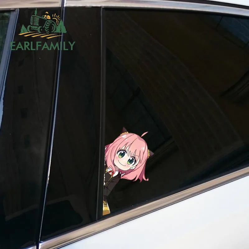 EARLFAMILY 13cm For Spy x Family Anya Peeker Car Stickers Anime Windows Motorcycle Decal Waterproof RV JDM Car Accessories