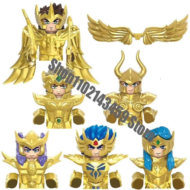 Saint Seiya Japanese Anime Cartoon Bricks Dolls Aiolia Aiolos Mini Action Toy Figures Building Blocks Assembly Toys Dolls Gifts