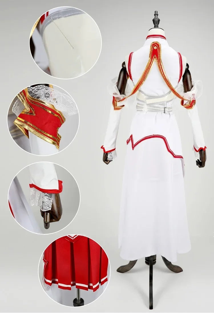 Asuna Cosplay Sword Art Online Cosplay SAO Asuna Battle Suit Set Full Halloween Uniform Fancy Dress Adult Women's Clothing