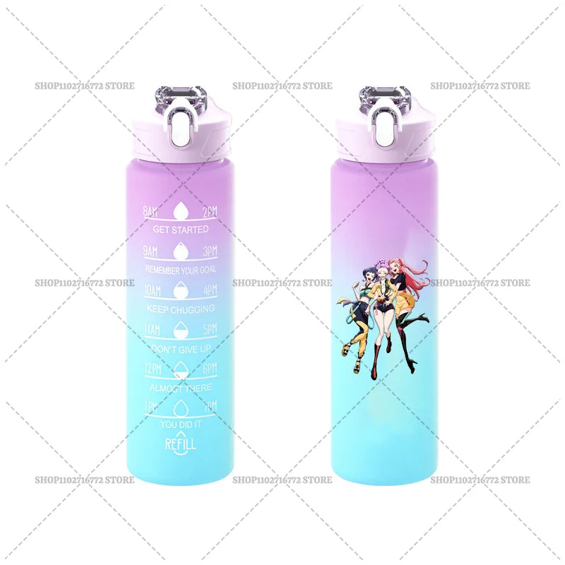 750ML KPop Demon Hunters Gradient Color Water Cup HUNTRIX Rumi Mira Zoey Jinu Drinking Bottle Saja Boys Tiger Kid Birthday Gift