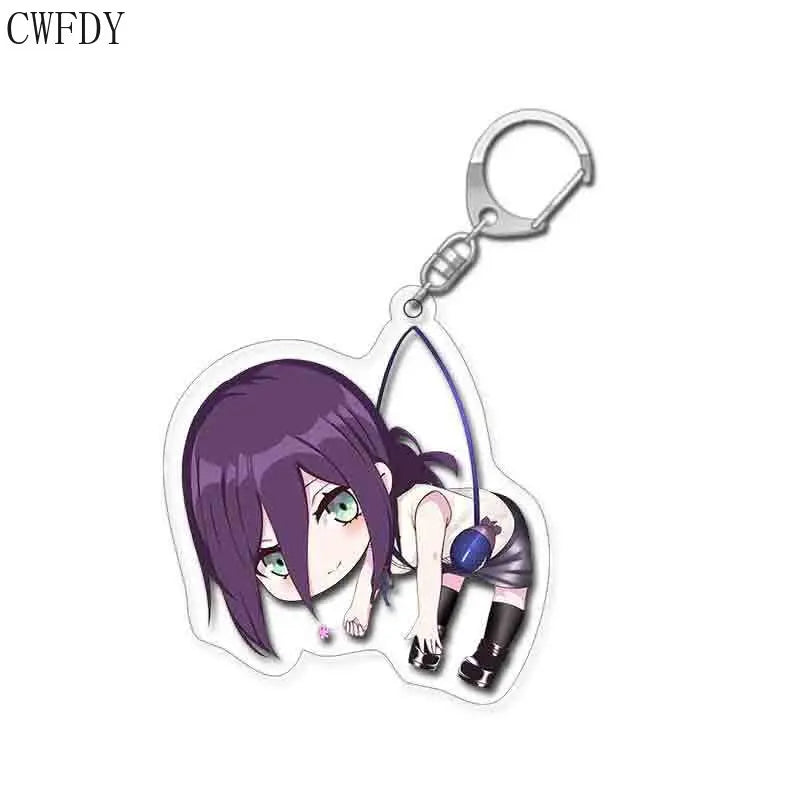 Chainsaw Man Cosplay Keychain Cartoon Denji Power Hayakawa Aki Transparent PVC Double Sided Key Chain For Friends Christmas Gift