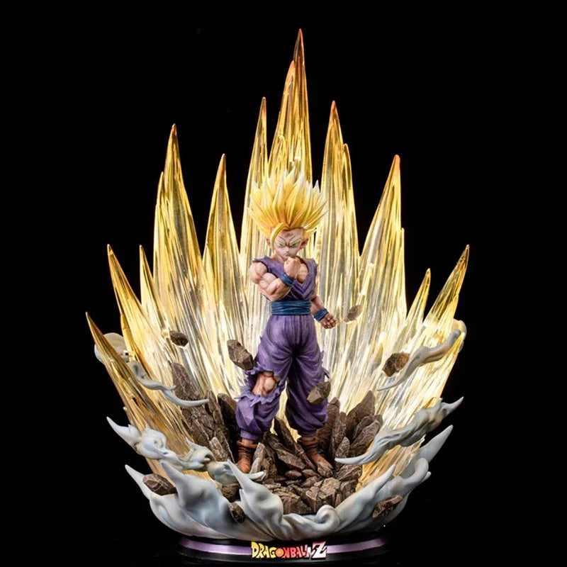 42cm Anime Dragon Ball Figure Super Saiyan Son Gohan PVC Action Figure with Light Effect Collection Desktop Statue Toys Gifts